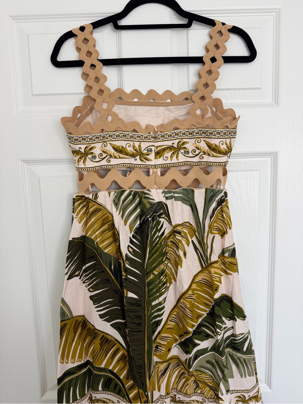 FARM Rio Cream Midi Dress with Green and Olive Leaf Print - Picture 9 of 10